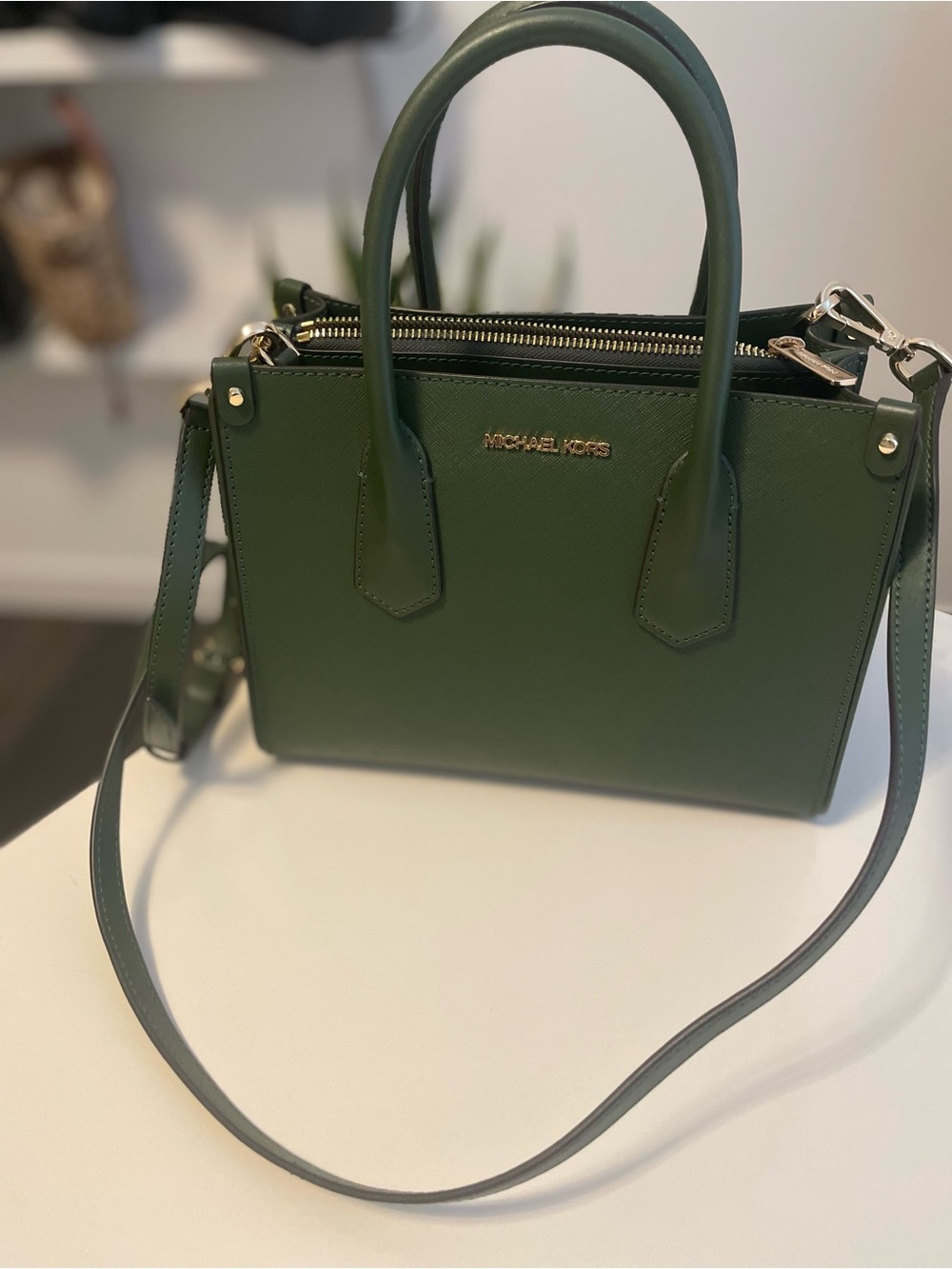 Michael Kors | Hunter Green Saffiano Leather Small Tote | Top Handle